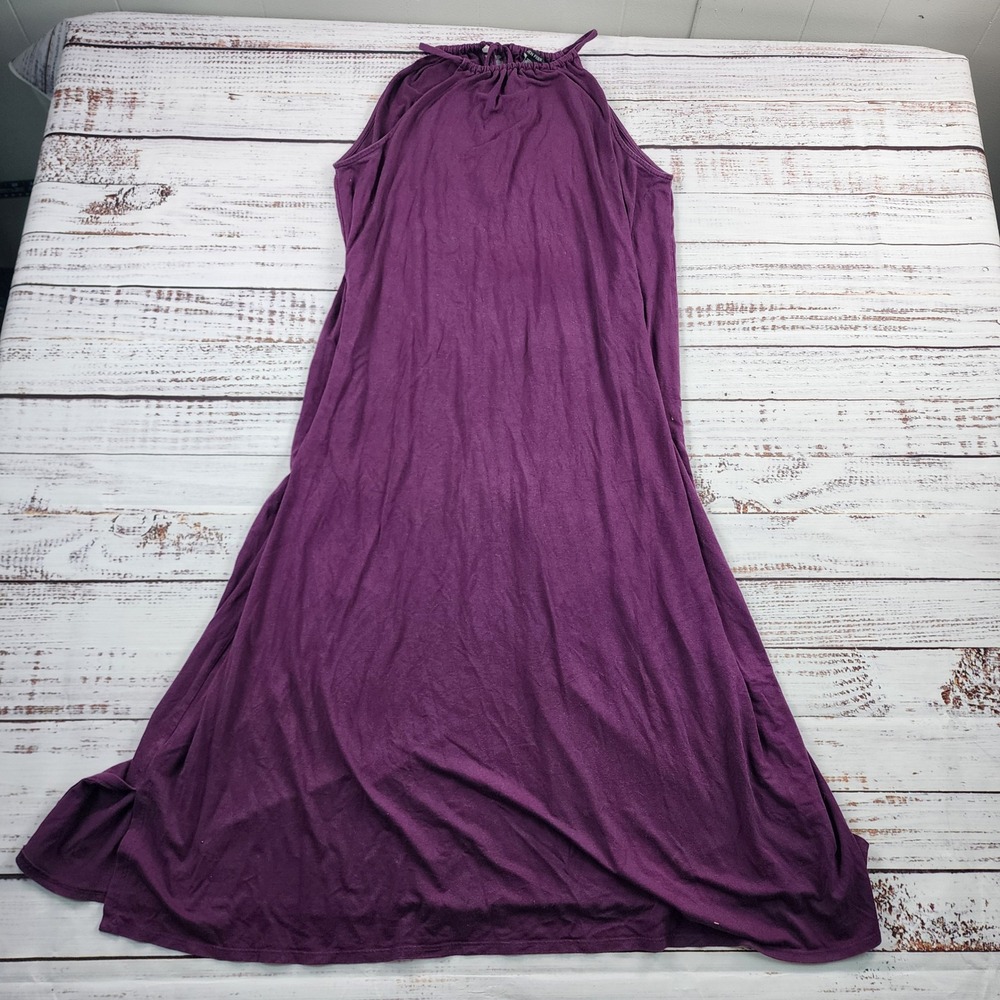 Eileen‎ Fisher Fine Jersey Halter Maxi Dress Women L Purple Tencel Stretch